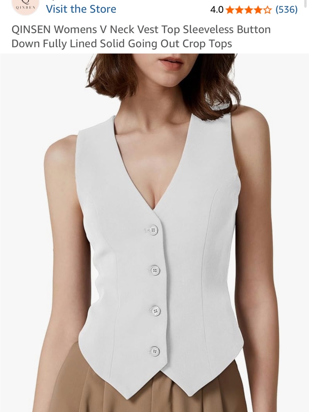 Small White Women's Tailored Button-Front Vest